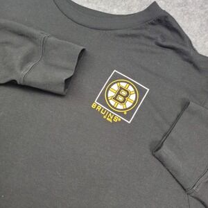 Majestic Boston Bruins NHL Long Sleeve Shirt Mens Medium Black Hockey Graphic